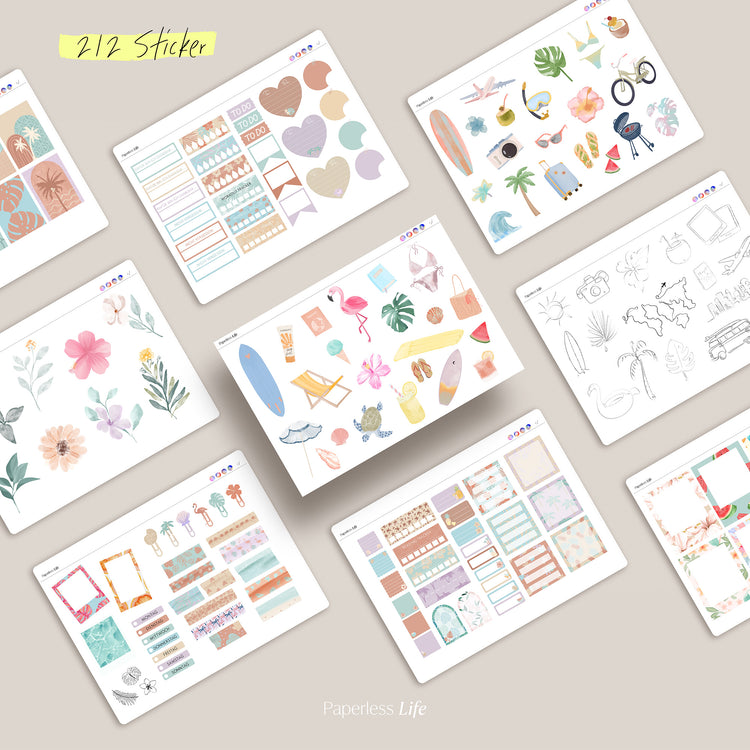 200+ Digital Stickers | Summer Vacation