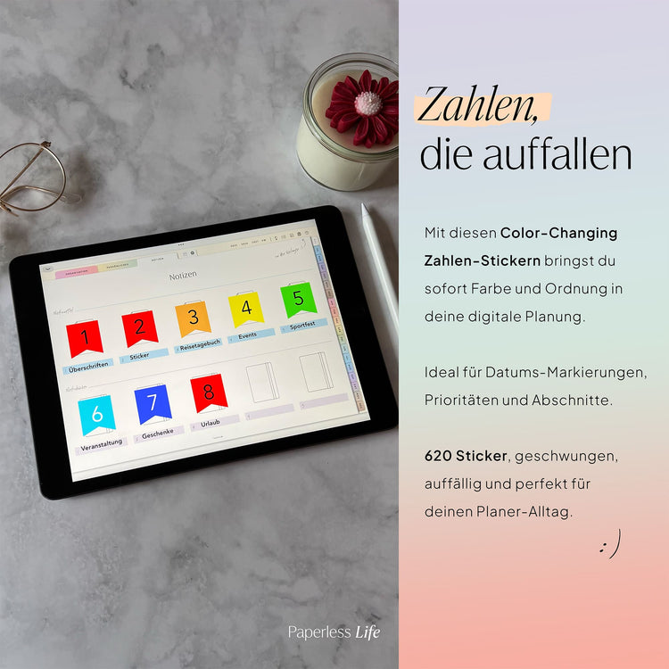 Color Changing Goodnotes Sticker | Zahlen