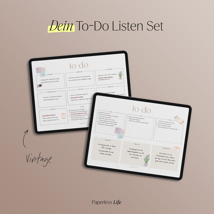 To-do-Listen Set mit 23 Vorlagen