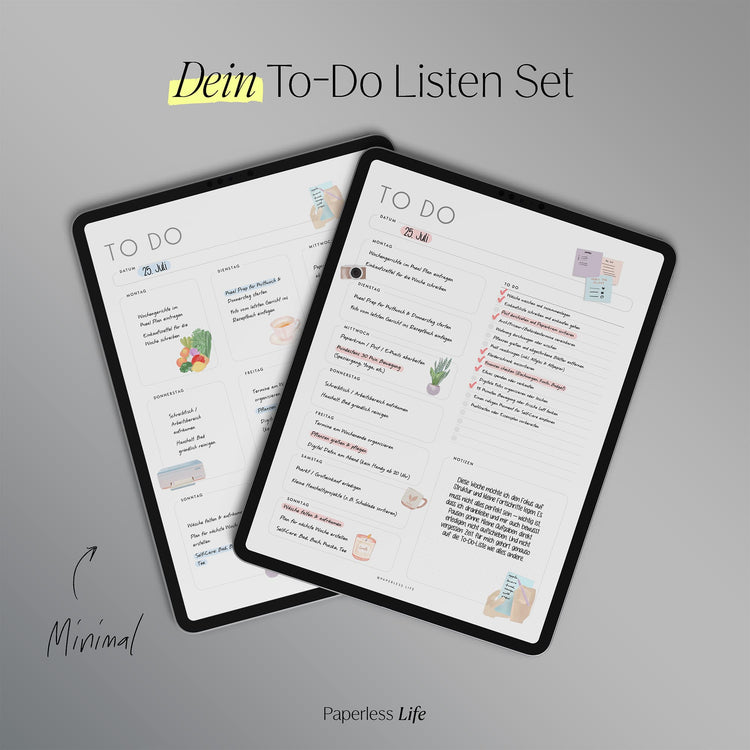 To-do-Listen Set mit 23 Vorlagen