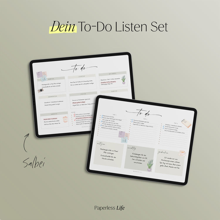 To-do-Listen Set mit 23 Vorlagen