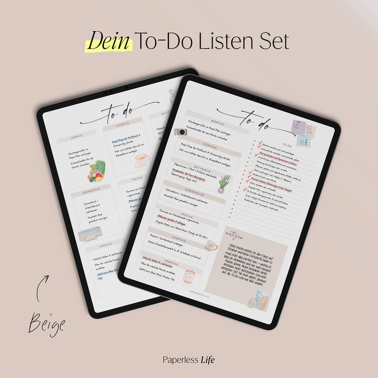 To-do-Listen Set mit 23 Vorlagen
