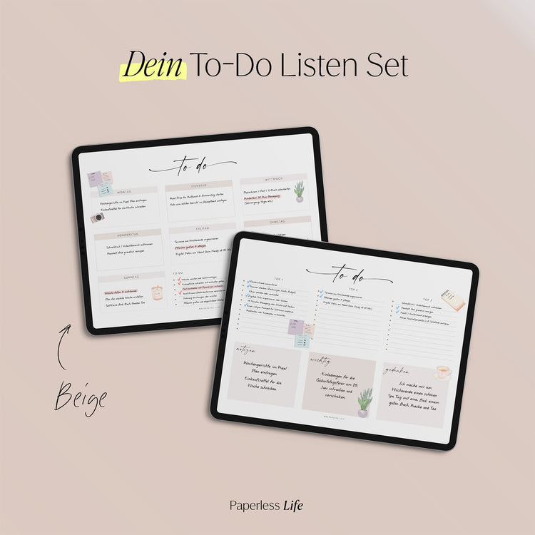 To-do-Listen Set mit 23 Vorlagen