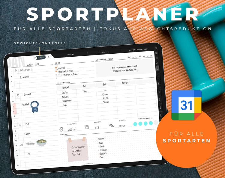 Digitaler Fitnessplaner | Sportplaner | Undatiert