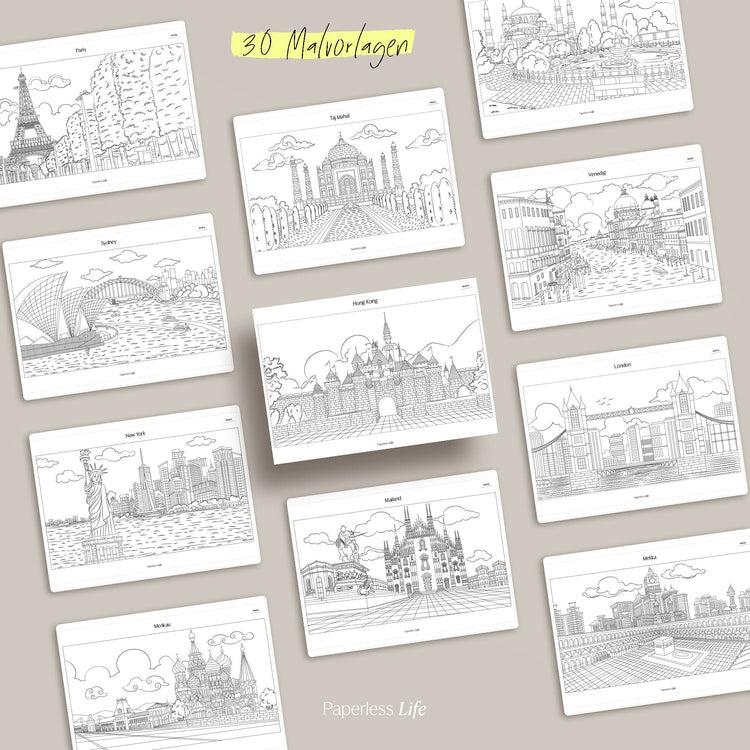 Digital Coloring Book - Around the World