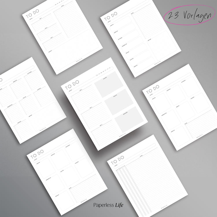To-do-Listen Set mit 23 Vorlagen