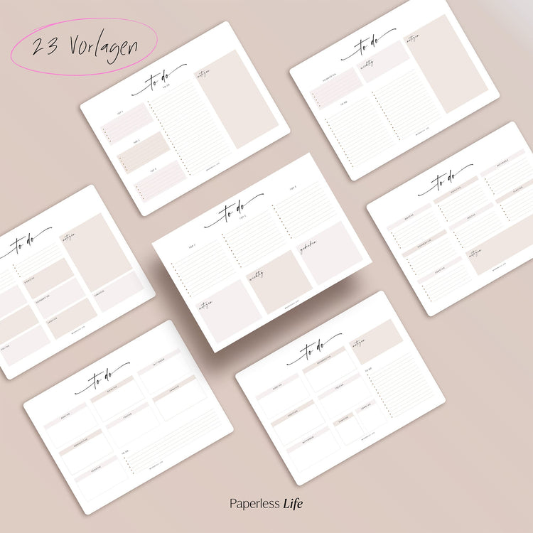 To-do-Listen Set mit 23 Vorlagen