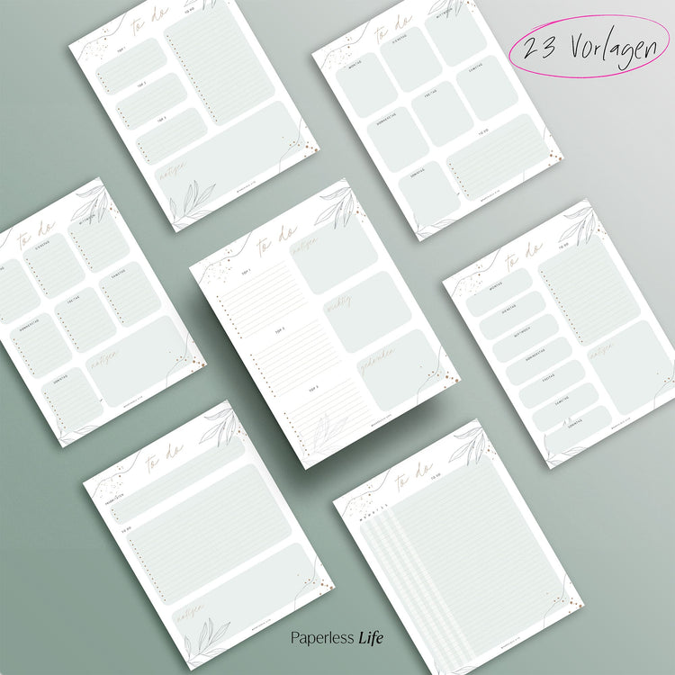 To-do-Listen Set mit 23 Vorlagen