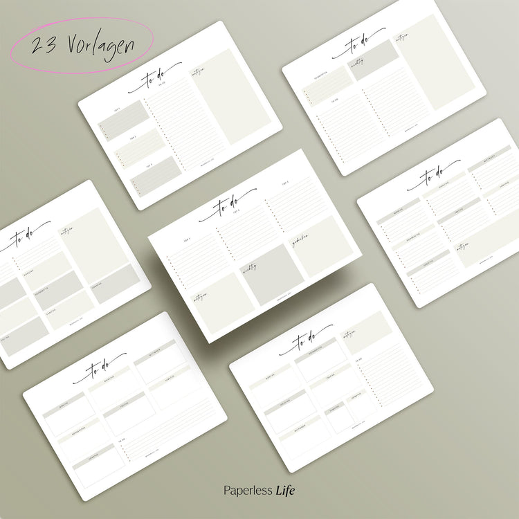 To-do-Listen Set mit 23 Vorlagen