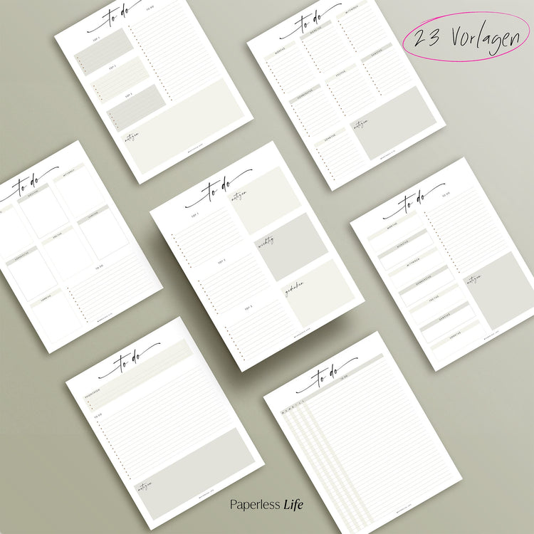 To-do-Listen Set mit 23 Vorlagen