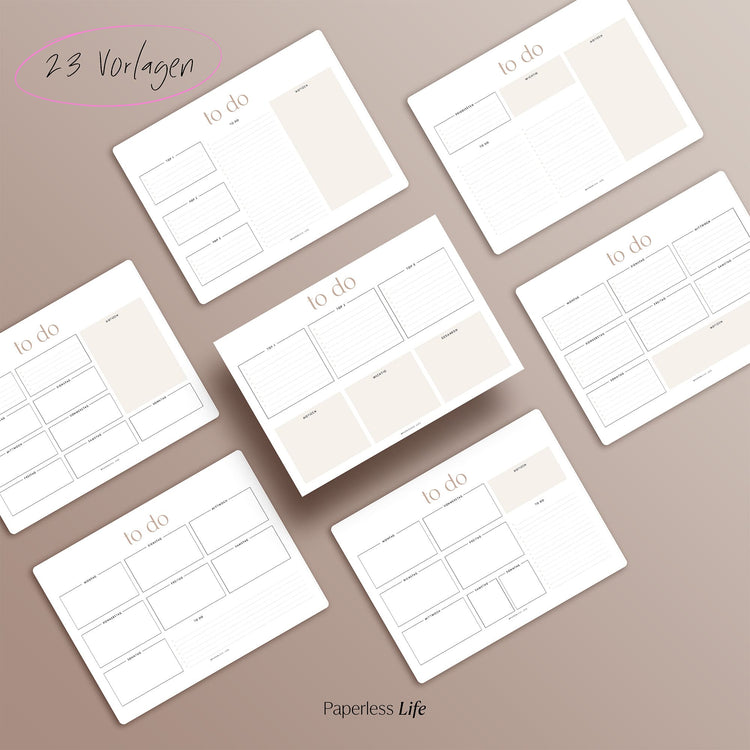 To-do-Listen Set mit 23 Vorlagen