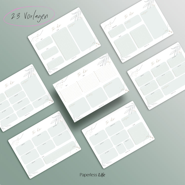 To-do-Listen Set mit 23 Vorlagen