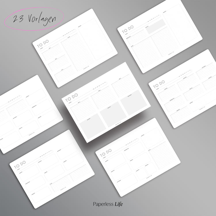 To-do-Listen Set mit 23 Vorlagen