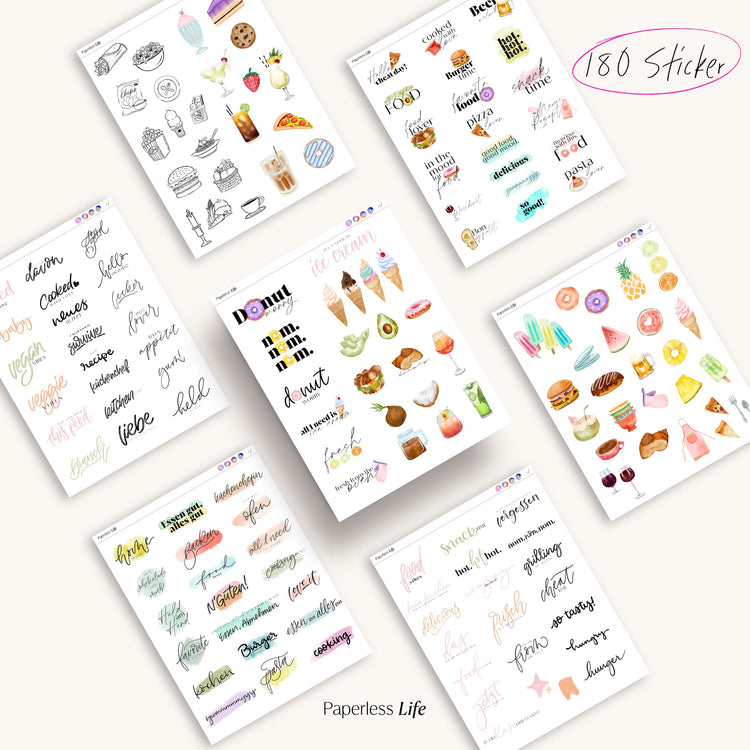 180 Digital Stickers | Donut Worry