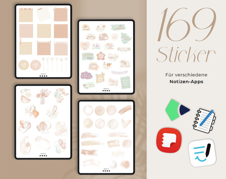 160+ Digital Stickers | Decorative Journal Stickers