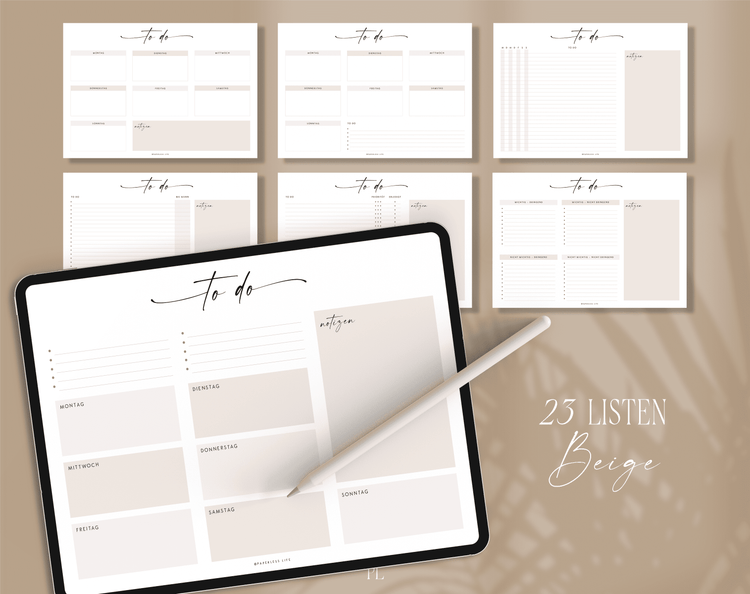 To-do-Listen Set mit 23 Vorlagen