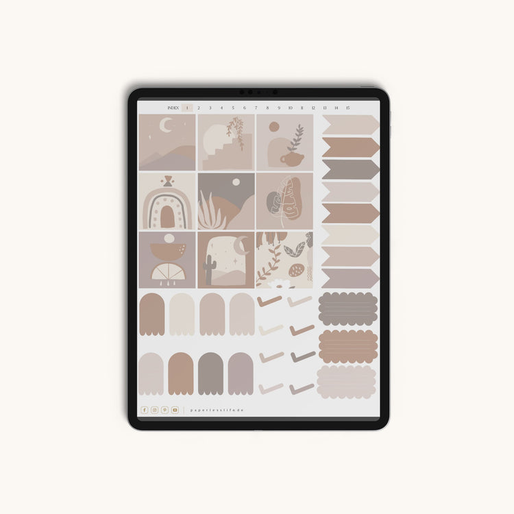 500+ Digital Sticker Set | Boho nude