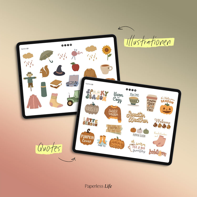 200+ Digitale Sticker | Herbst Vibes