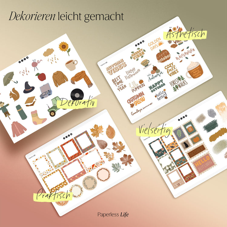 200+ Digitale Sticker | Herbst Vibes