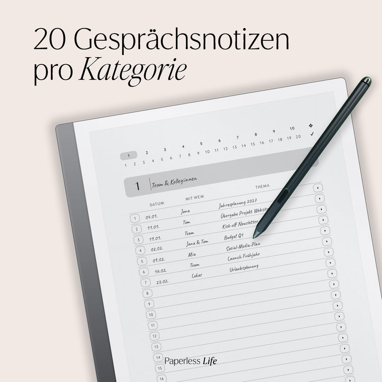 Gesprächsnotizenplaner für reMarkable