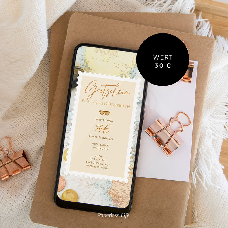 Geschenkgutschein | Für ein Reisetagebuch