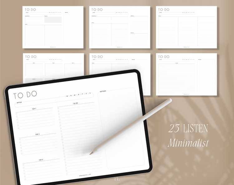 To-do-Listen Set mit 23 Vorlagen