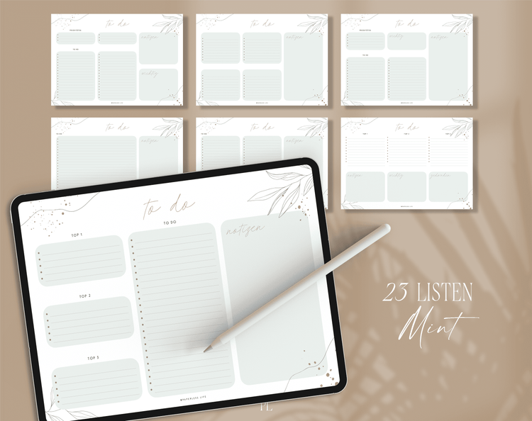 To-do-Listen Set mit 23 Vorlagen