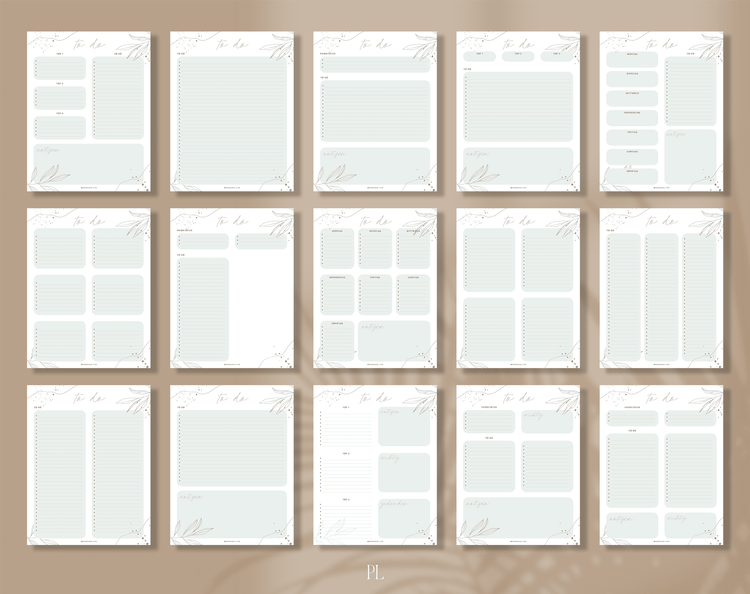 To-do-Listen Set mit 23 Vorlagen