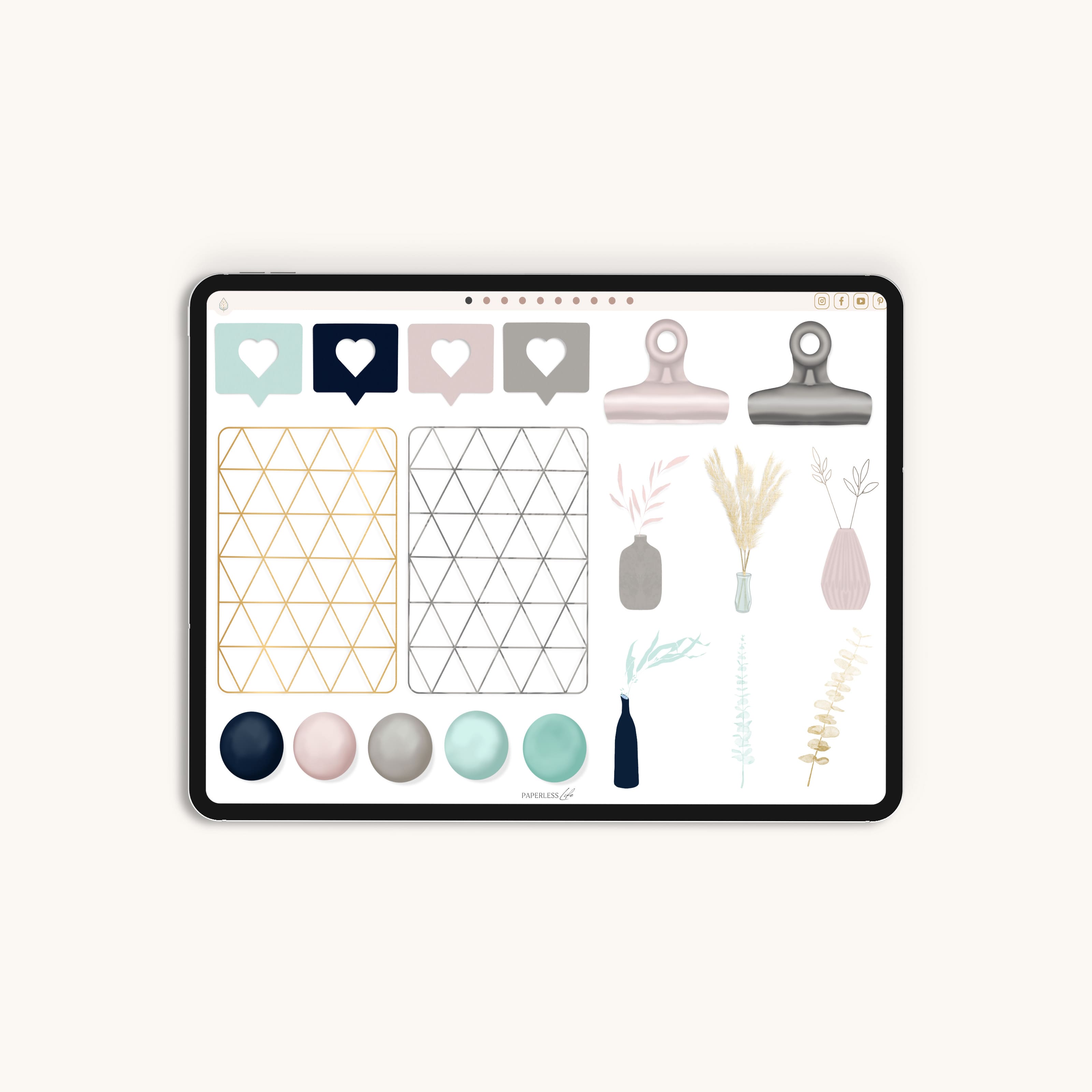 200 Digitale Sticker | Mood Board Frühling