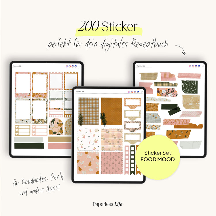 200+ Digital Stickers | Food Mood