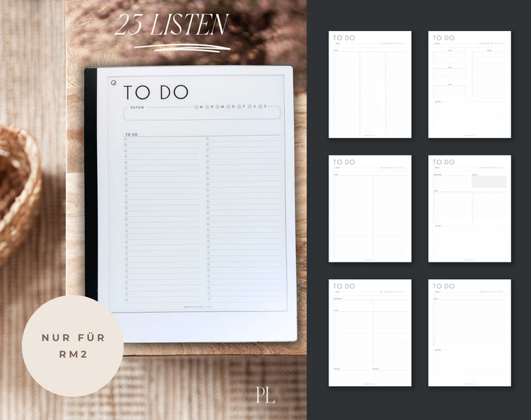 To-do list set with 23 templates for ReMarkable 2