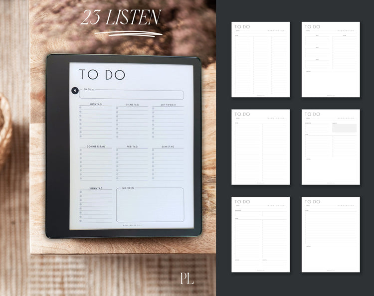 To-do list set with 23 templates for Kindle Scribe