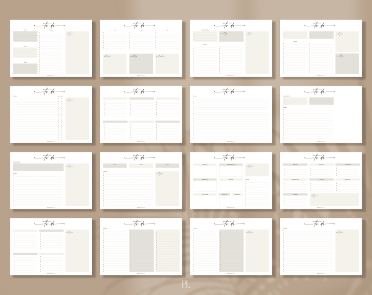 To-do-Listen Set mit 23 Vorlagen