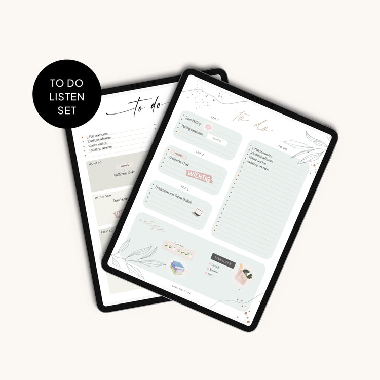To-do-Listen Set mit 23 Vorlagen