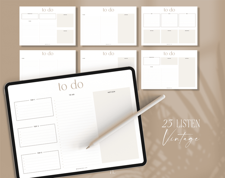To-do-Listen Set mit 23 Vorlagen