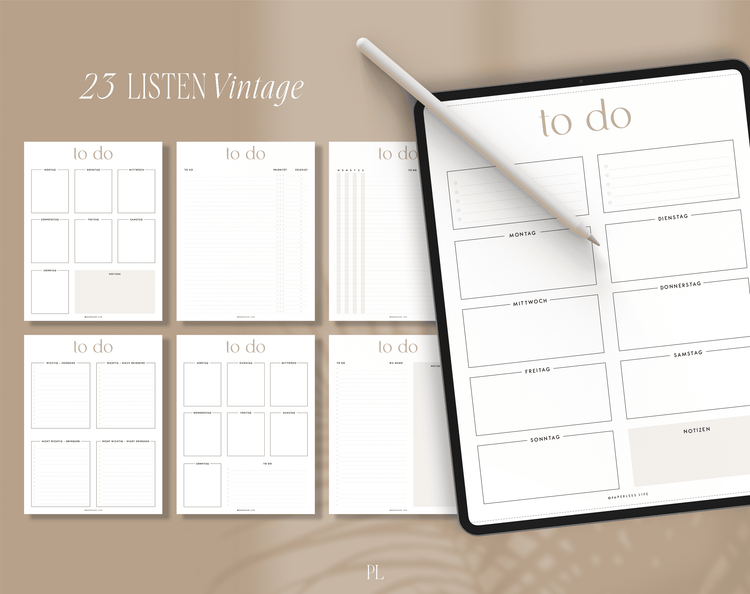To-do-Listen Set mit 23 Vorlagen