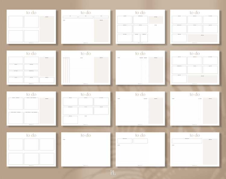 To-do-Listen Set mit 23 Vorlagen