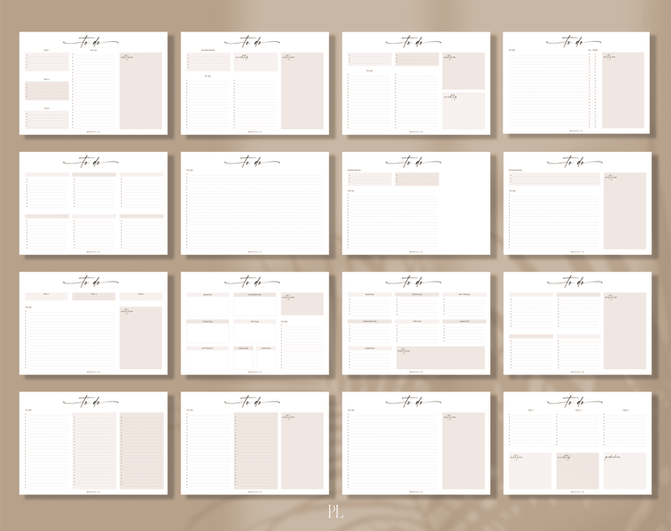 To-do-Listen Set mit 23 Vorlagen