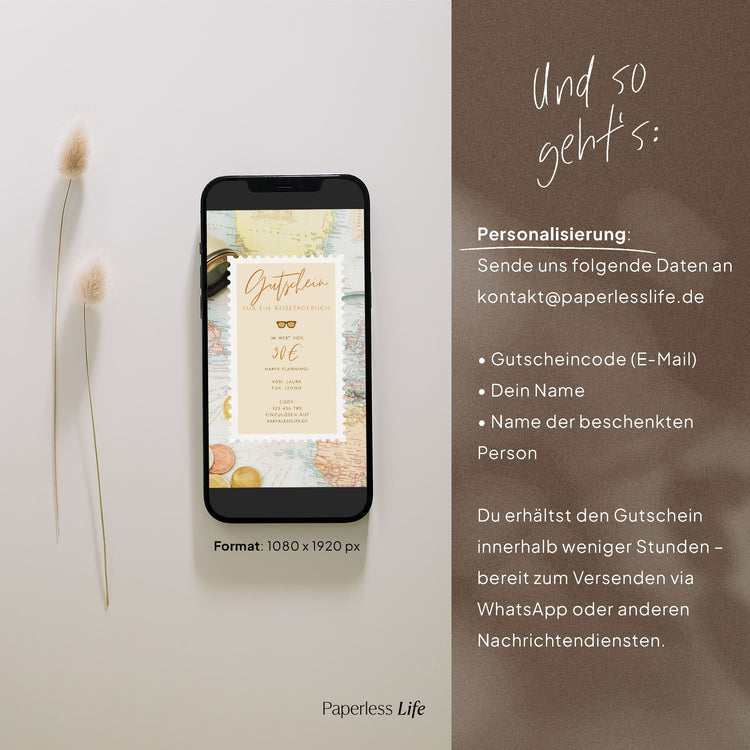 Geschenkgutschein | Für ein Reisetagebuch