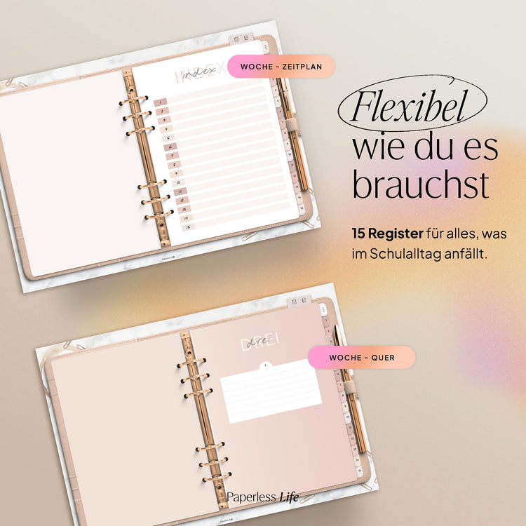 Digitales Notizbuch "Ringbuch" - 15 Reiter | Passend zum Lehrerkalender 26/27