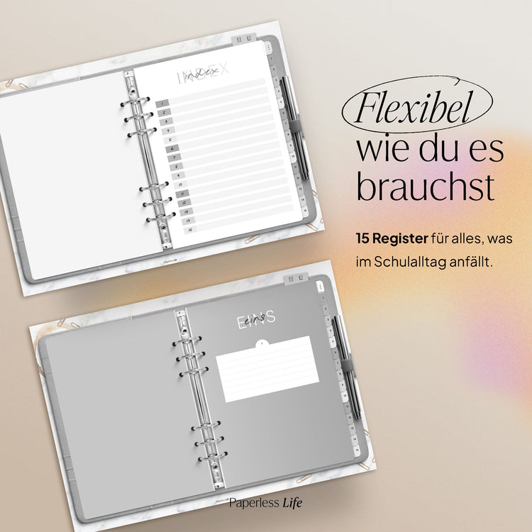 Digitales Notizbuch "Ringbuch" - 15 Reiter | Passend zum Lehrerkalender 26/27