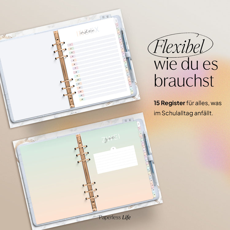 Digitales Notizbuch "Ringbuch" - 15 Reiter | Passend zum Lehrerkalender 26/27