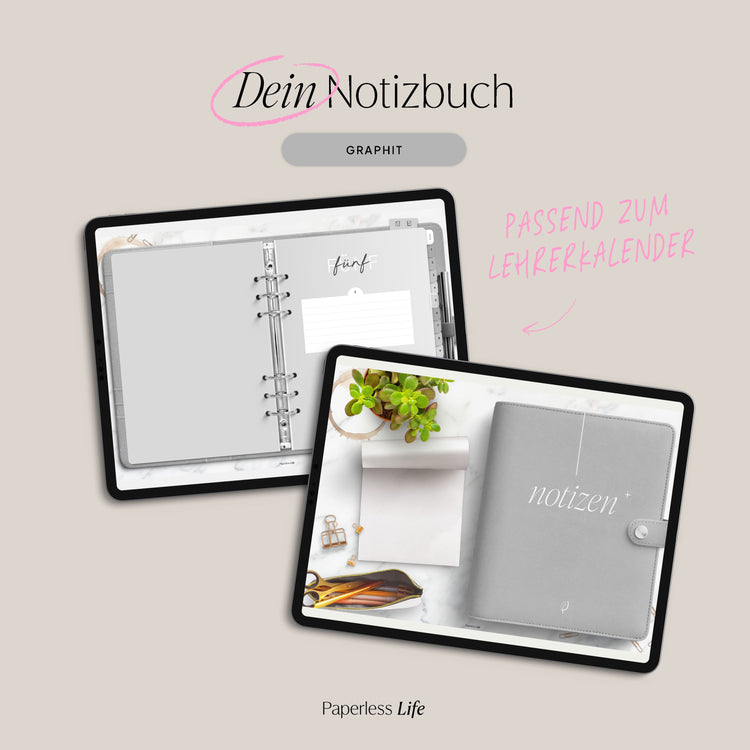 Digitales Notizbuch "Ringbuch" - 15 Reiter | Passend zum Lehrerkalender 26/27