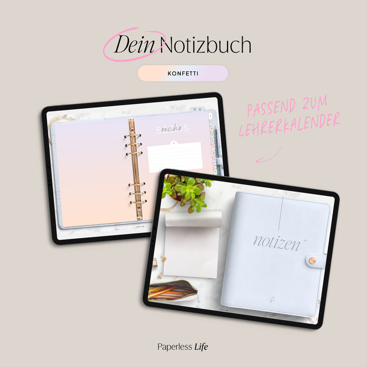 Digitales Notizbuch "Ringbuch" - 15 Reiter | Passend zum Lehrerkalender 26/27