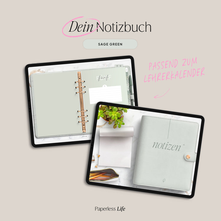 Digitales Notizbuch "Ringbuch" - 15 Reiter | Passend zum Lehrerkalender 26/27