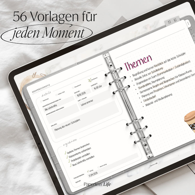 Digitales Notizbuch "Ringbuch" - 15 Reiter | Passend zum Lehrerkalender 26/27