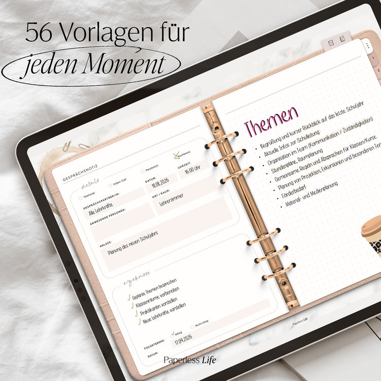 Digitales Notizbuch "Ringbuch" - 15 Reiter | Passend zum Lehrerkalender 26/27