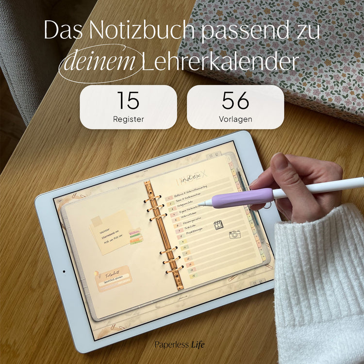Digitales Notizbuch "Ringbuch" - 15 Reiter | Passend zum Lehrerkalender 26/27
