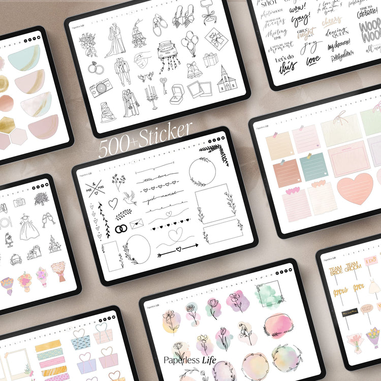 Digitale Sticker XXL für das Fotoalbum Hochzeit | Love Notes & Doodles