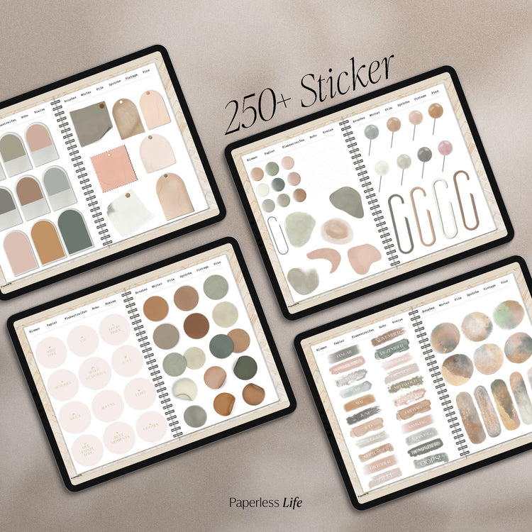 250+ Digital Stickers | Mood Board for Goodnotes and much more